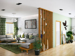 3D VISUALIZATION, FREELANCE FREELANCE Scandinavian style living room Bricks White
