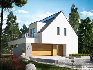 Projekt Adam G2 ENERGO PLUS - energooszczędny dom z dwoma tarasami , Pracownia Projektowa ARCHIPELAG Pracownia Projektowa ARCHIPELAG منازل