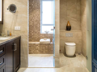 Mid-Levels Bathroom, Nicole Cromwell Interior Design Nicole Cromwell Interior Design Modern Bathroom Tiles Beige