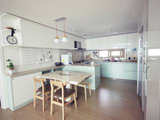 [홈라떼] 김포 34평 새아파트 민트 하우스 홈스타일링, homelatte homelatte Minimalist kitchen