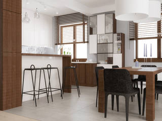 Nowoczesna kuchnia z ciemnym drewnem, SO INTERIORS ARCHITEKTURA WNĘTRZ SO INTERIORS ARCHITEKTURA WNĘTRZ Modern kitchen Wood Wood effect