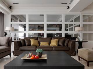 現代英倫風, 誼軒室內裝修設計有限公司 誼軒室內裝修設計有限公司 Living room Solid Wood Multicolored