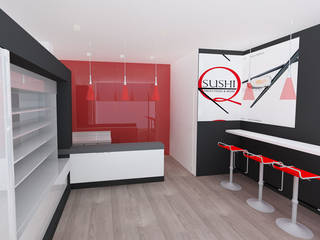 SUSHI Q, Arkin Arkin Commercial spaces Plywood Red
