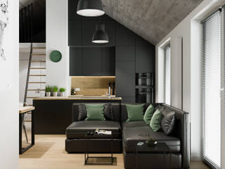 Projekt mieszkania. Kraków Bronowice Wielkie, PRØJEKTYW | Architektura Wnętrz & Design PRØJEKTYW | Architektura Wnętrz & Design Living room