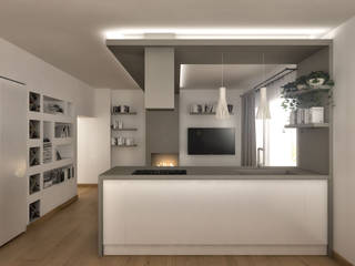 Proposta di Restyling Zona Giorno Appartamento a Pescara, Architetto Luigia Pace Architetto Luigia Pace Moderne Küchen Holz Beige