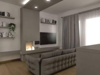 Proposta di Restyling Zona Giorno Appartamento a Pescara, Architetto Luigia Pace Architetto Luigia Pace Moderne Wohnzimmer Holz Beige