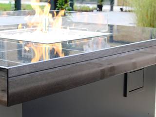 Madrid Gas Fire Table - Polished Nero, Rivelin Rivelin Taman Modern