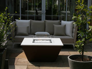 Aztec Gas Fire Table - Cor-Ten, Rivelin Rivelin Taman Modern