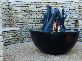 Valencia 100 Gas Fire Bowl - Sculpture, Rivelin Rivelin Taman Modern