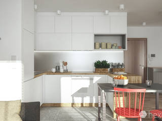 Projekt kuchni., hexaform - projektowanie wnętrz hexaform - projektowanie wnętrz Cocinas de estilo industrial Blanco