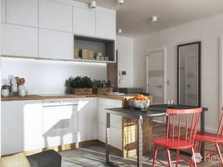 Projekt kuchni., hexaform - projektowanie wnętrz hexaform - projektowanie wnętrz Industrial style kitchen White