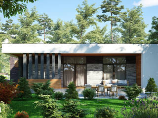 Проект современного одноэтажного дома с гаражем, Sboev3_Architect Sboev3_Architect Дома в стиле минимализм Дерево