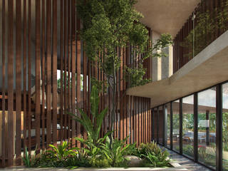 casa m-27, CARCO Arquitectura y Construccion CARCO Arquitectura y Construccion Коридор Масив Бежевий