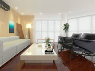 Apartamento BH, ZEP Arquitetura ZEP Arquitetura ห้องนั่งเล่น ไม้ Wood effect