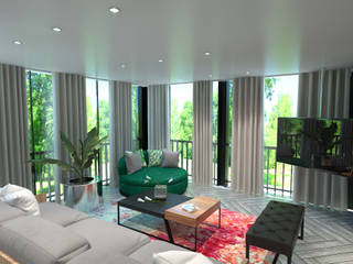 Private House, Tiago Martins - 3D Tiago Martins - 3D Tropical style living room