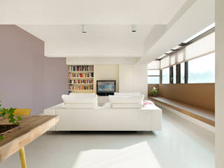 王宅 Wang Residence, 何侯設計 Ho + Hou Studio Architects 何侯設計 Ho + Hou Studio Architects Salones minimalistas