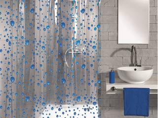 Bubble Navy Blue Shower Curtain King of Cotton Ванна кімната Синій Текстиль та аксесуари