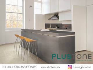 Cubierta Cuarzo Snow White, PLUSTONE PLUSTONE Cocinas de estilo minimalista Cuarzo