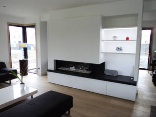 Cheminée gaz, Louis DECOTTEGNIE Louis DECOTTEGNIE Modern living room