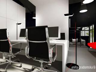 BLACK ONE WHITE, Gradomska Architekci - Interiors Gradomska Architekci - Interiors Ruang Studi/Kantor Modern