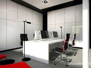 BLACK ONE WHITE, Gradomska Architekci - Interiors Gradomska Architekci - Interiors Ruang Studi/Kantor Modern