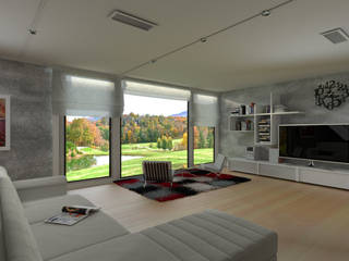 grande spazio - arredo minimale, virtual3dproject virtual3dproject Minimalist living room Engineered Wood Transparent