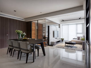 台北洪宅, 域見室所設計 MIEMASU INTERIOR DESIGN 域見室所設計 MIEMASU INTERIOR DESIGN Ruang Makan Modern