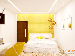 Olety Landmark Apartment Interiors, Rajajinagar., Kredenza Interior Studios Kredenza Interior Studios Modern style bedroom