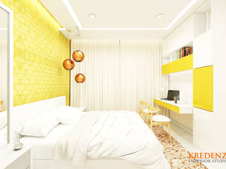 Jain Heights Apartment Interiors, Bangalore., Kredenza Interior Studios Kredenza Interior Studios Modern style bedroom