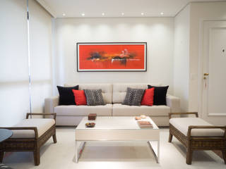 Apartamento Paraiso I - Zona Sul/ São Paulo, Lorenza Franceschi Arquitetura e Design de Interiores Lorenza Franceschi Arquitetura e Design de Interiores Modern living room Wood Wood effect