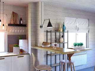 Дом из бруса. Гостиная, Elena Arsentyeva Elena Arsentyeva Scandinavian style dining room Wood Beige