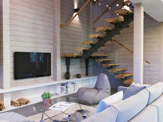 Дом из бруса. Гостиная, Elena Arsentyeva Elena Arsentyeva Scandinavian style living room Wood Wood effect