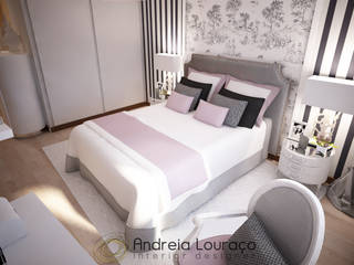 Projecto de Decoração "BAROQUE TOUCH", Andreia Louraço - Designer de Interiores (Email: atelier.andreialouraco@gmail.com) Andreia Louraço - Designer de Interiores (Email: atelier.andreialouraco@gmail.com) Colonial style bedroom White