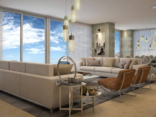 Penthouse CT30, CONTRASTE INTERIOR CONTRASTE INTERIOR 现代客厅設計點子、靈感 & 圖片