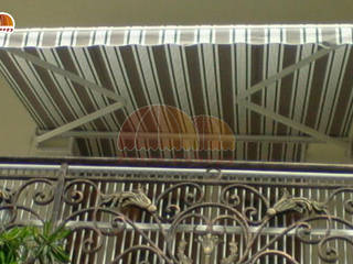 Awning Gulung, Putra Canopy Putra Canopy Balkon, Beranda & Teras Modern Tekstil Brown