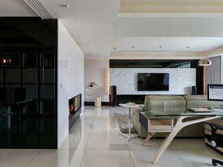 太極 Yin Yang, Glocal Architecture Office (G.A.O) 吳宗憲建築師事務所/安藤國際室內裝修工程有限公司 Glocal Architecture Office (G.A.O) 吳宗憲建築師事務所/安藤國際室內裝修工程有限公司 Minimalistische Wohnzimmer