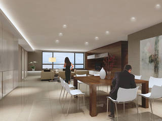 Modern private apartment in Happy Valley, Hong Kong, M2A Design M2A Design Salas de jantar modernas Cerâmica