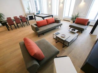 Agencement et aménagement d'une pièce à vivre, Myriam Wozniak Architecture et décoration Myriam Wozniak Architecture et décoration Salon moderne