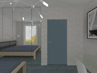 Męskie mieszkanie z akcentem tapet GLAMORA - projekt mieszkania w Koszalinie, Icw Studio Icw Studio 臥室