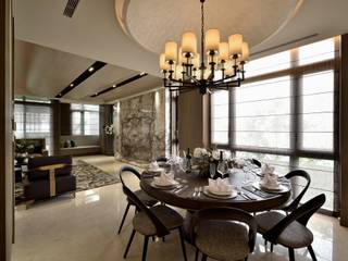 A cozy villa that enables you to escape life’s hustle!, 十邑設計 王勝正 Posamo Design 十邑設計 王勝正 Posamo Design Eclectic style dining room