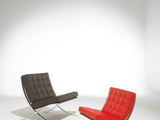 Fauteuil Barcelona - Knoll, Création Contemporaine Création Contemporaine 視聽室 皮革 Grey 家具