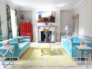 Townhouse drawing room niche pr Salones de estilo ecléctico Cobre/Bronce/Latón RebekahCaudwell,London,townhouse,drawing room,colour,turquoise,jonathan adler