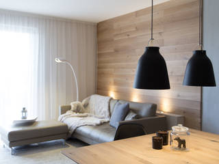 wohnly Referenzprojekt: Wohnung im Modern Cotemporary Stil ❤ , wohnly wohnly Phòng khách Gỗ Wood effect