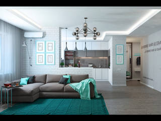 Современный дизайн квартиры для молодой семьи, LANDIK INTERIOR DESIGN LANDIK INTERIOR DESIGN Вітальня