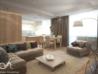 Apartment in Moscow, Design studio by Anastasia Kovalchuk Design studio by Anastasia Kovalchuk غرفة المعيشة