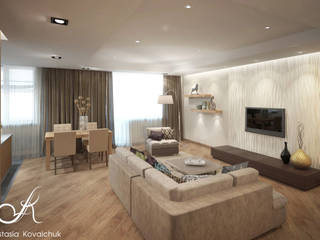 Apartment in Moscow, Design studio by Anastasia Kovalchuk Design studio by Anastasia Kovalchuk Modern living room