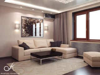 Apartment in Moscow, Design studio by Anastasia Kovalchuk Design studio by Anastasia Kovalchuk Livings de estilo moderno