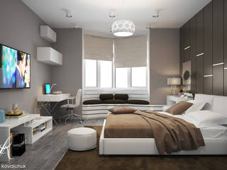 Apartment in a modern style in Moscow, Design studio by Anastasia Kovalchuk Design studio by Anastasia Kovalchuk Modern Bedroom