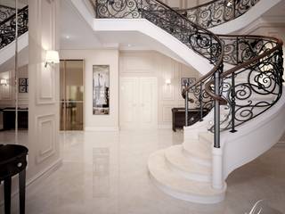 Villa with the pool, Design studio by Anastasia Kovalchuk Design studio by Anastasia Kovalchuk Modern Corridor, Hallway and Staircase