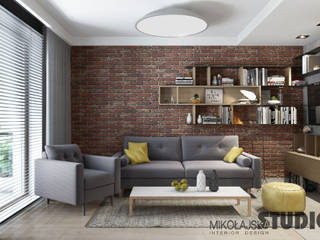 PROJEKT GRZEGÓRZECKA, MIKOŁAJSKAstudio MIKOŁAJSKAstudio Modern living room